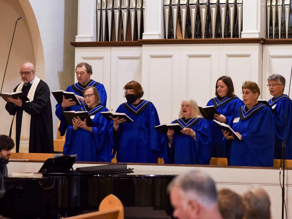 The Senior Choir singing during a worship service