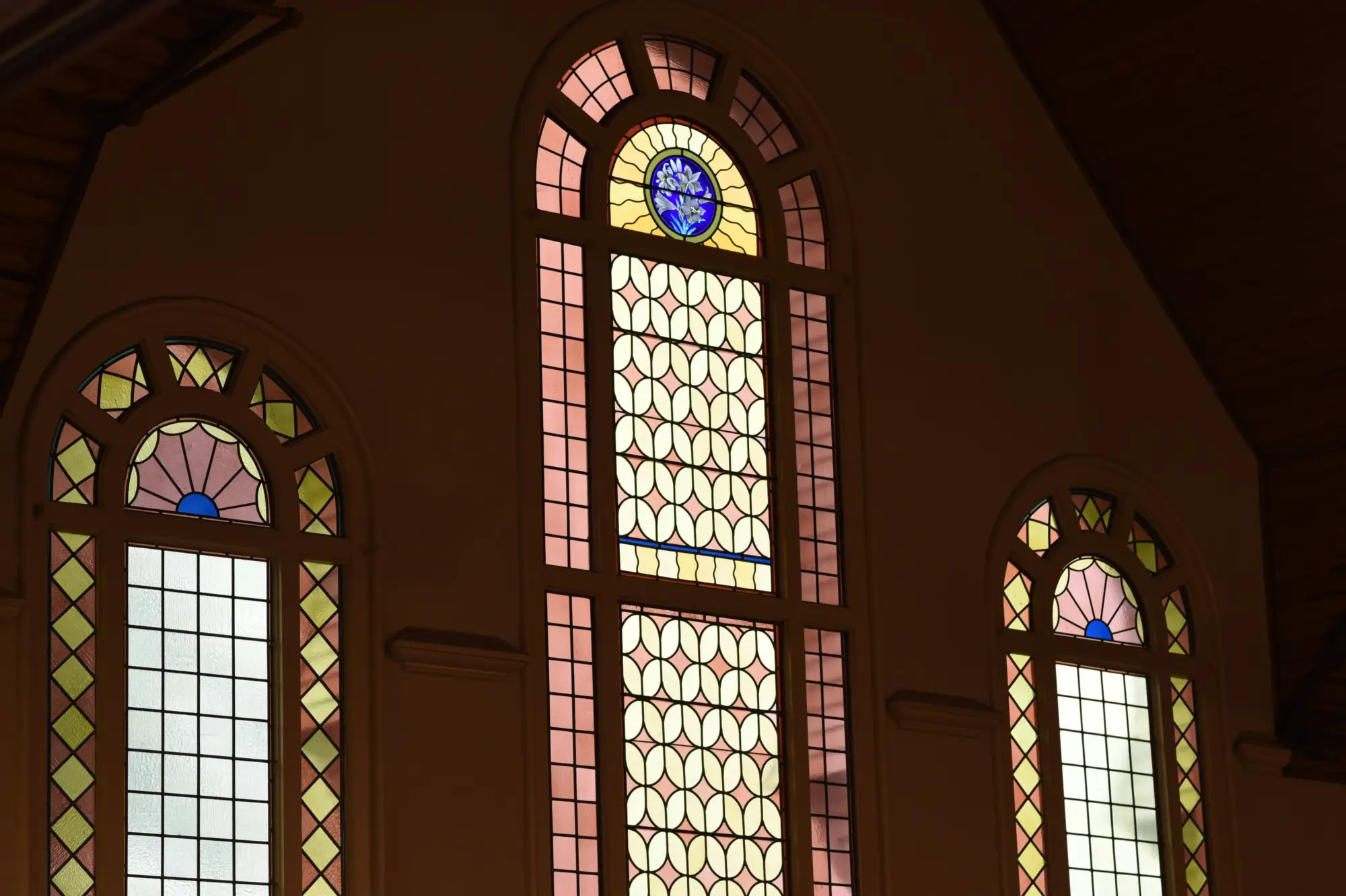 Three stained glass windows